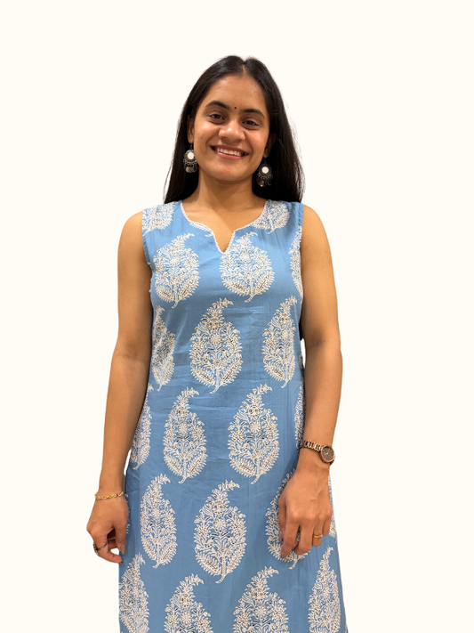 Sky Serenity Pure Cotton Straight Kurta Pant Set