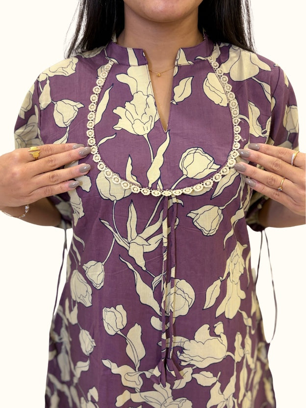 Plum Floral Cotton Co-Ord Set – Jaipuri Print Edition