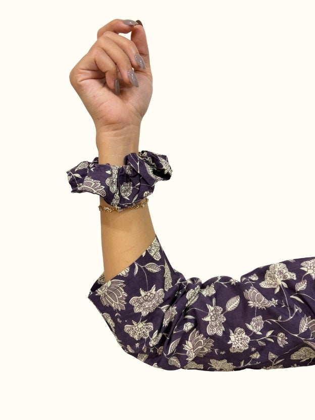 Amethyst Bloom Cotton A-Line Kurta Set