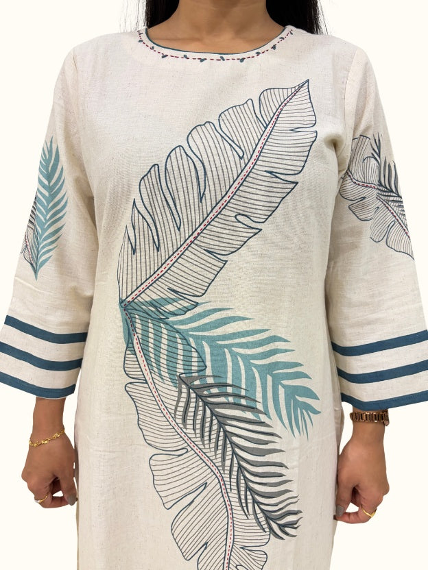 Ivory Leaf Whisper – Premium Khadi Cotton Co-Ord Set