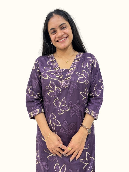 Plum Royale Printed Pure Cotton Co-Ord Set