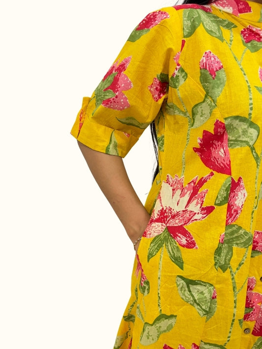 Golden Marigold – Premium Jaipuri Floral Cotton Co-Ord Set