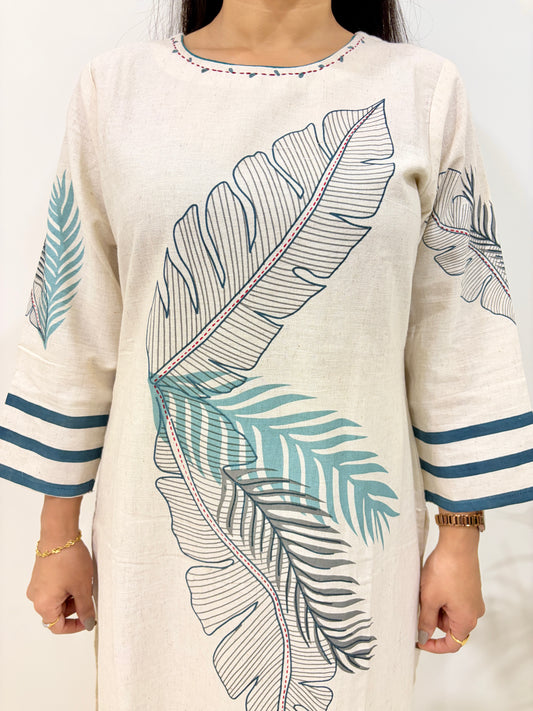 Ivory Leaf Whisper – Premium Khadi Cotton Co-Ord Set