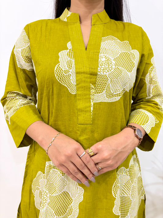 Blooming Basil Jaipuri Printed Cotton Blend Co-Ord Set