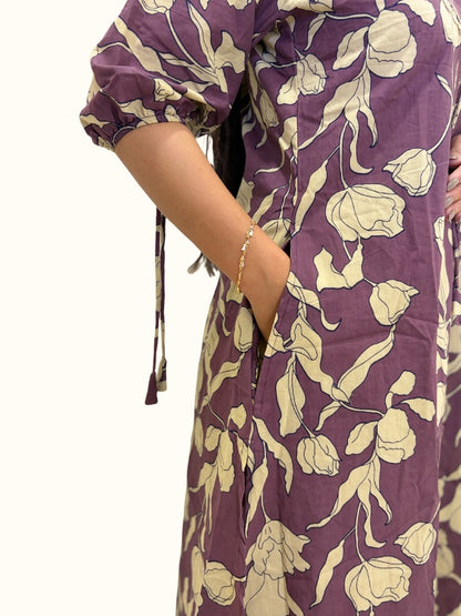 Plum Floral Cotton Co-Ord Set – Jaipuri Print Edition