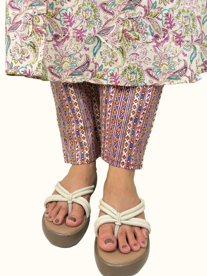 Pastel Gulmohar Jaipuri Printed Cotton Suit Set with Dupatta (3-Piece)