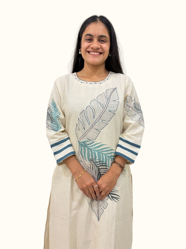 Ivory Leaf Whisper – Premium Khadi Cotton Co-Ord Set