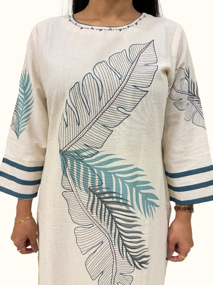 Ivory Leaf Whisper – Premium Khadi Cotton Co-Ord Set