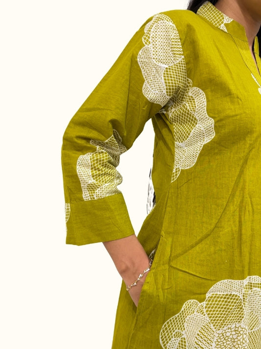 Blooming Basil Jaipuri Printed Cotton Blend Co-Ord Set