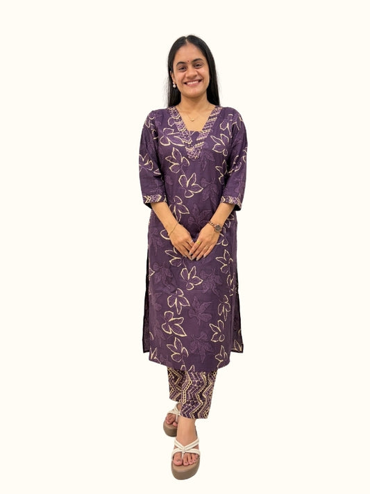 Plum Royale Printed Pure Cotton Co-Ord Set