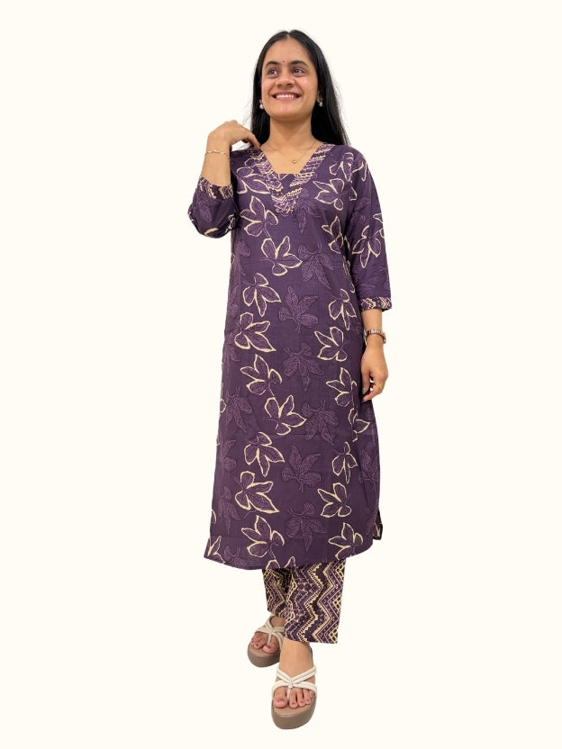 Plum Royale Printed Pure Cotton Co-Ord Set