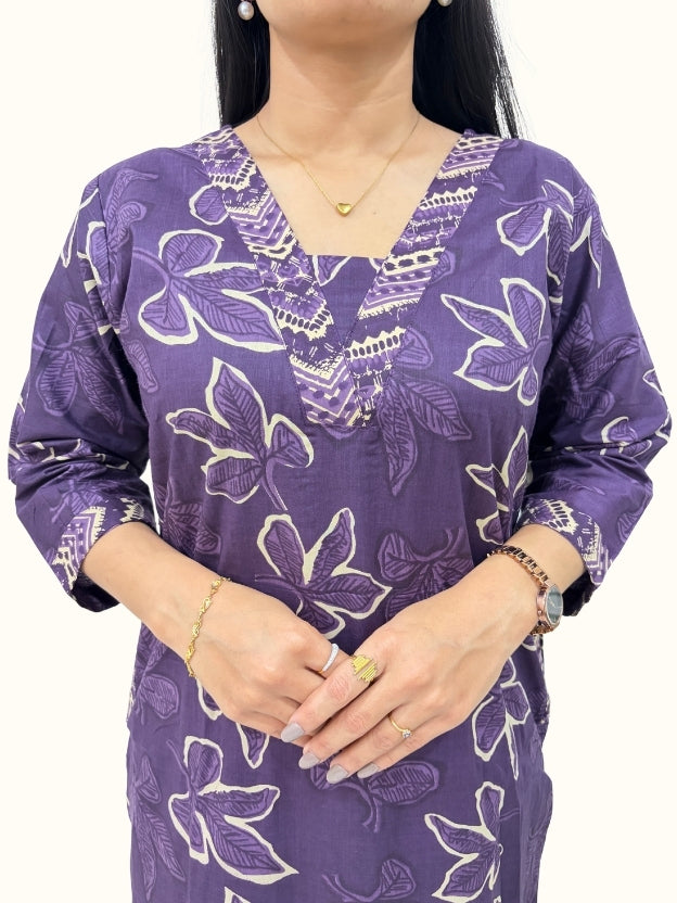 Plum Royale Printed Pure Cotton Co-Ord Set