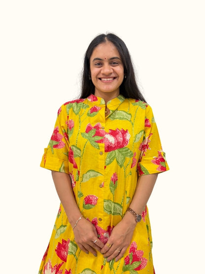 Golden Marigold – Premium Jaipuri Floral Cotton Co-Ord Set