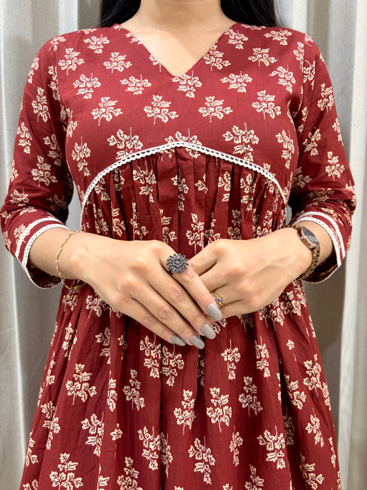 Earth Blossom Pure Cotton A-Line Floral Kurta Set with Dupatta