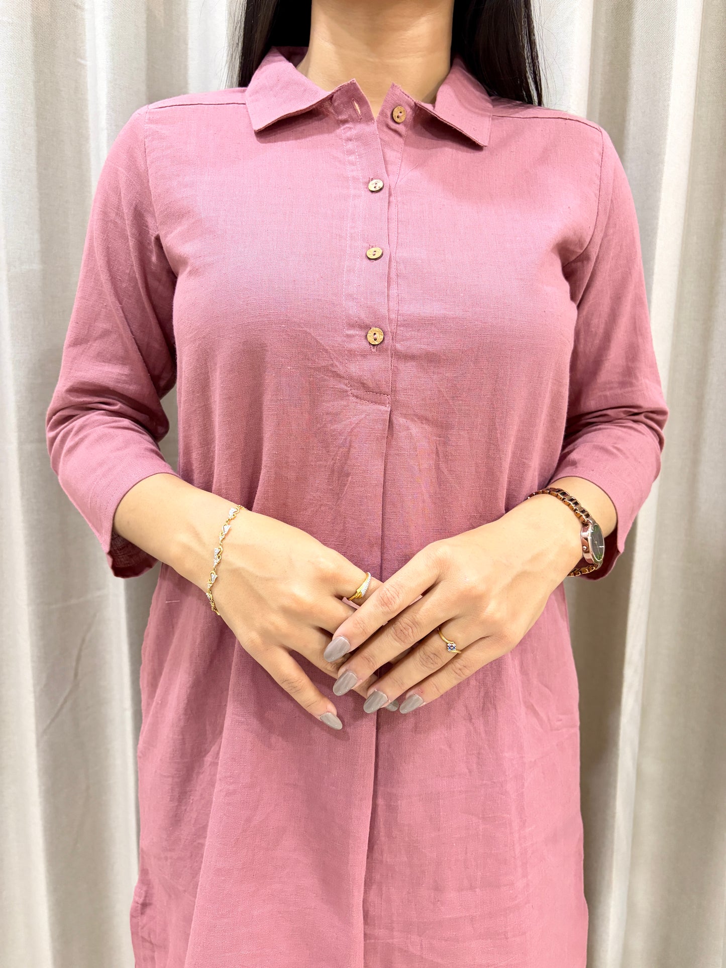 Mauve Mist Cotton Solid A-Line Co-Ord Set