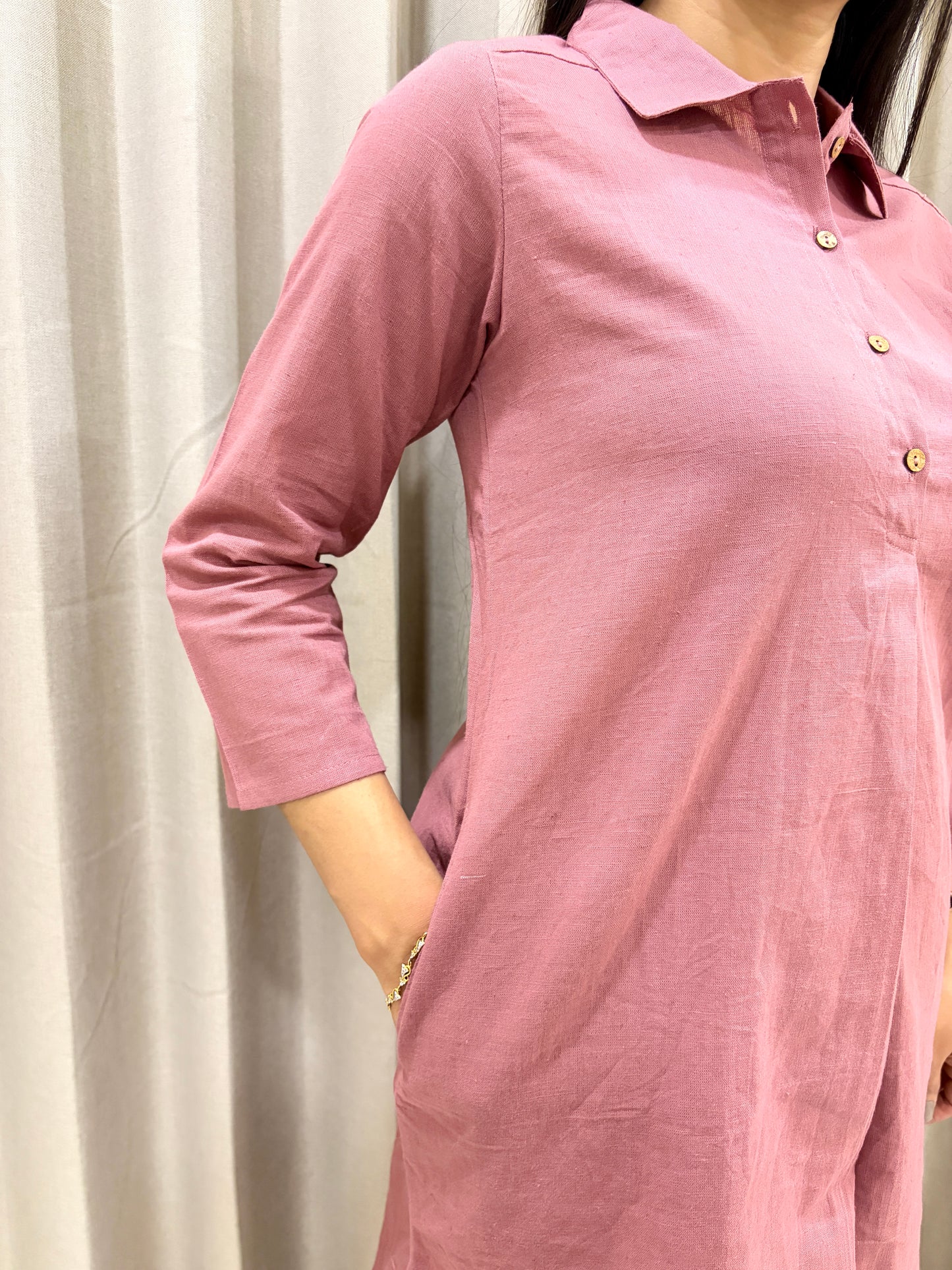 Mauve Mist Cotton Solid A-Line Co-Ord Set